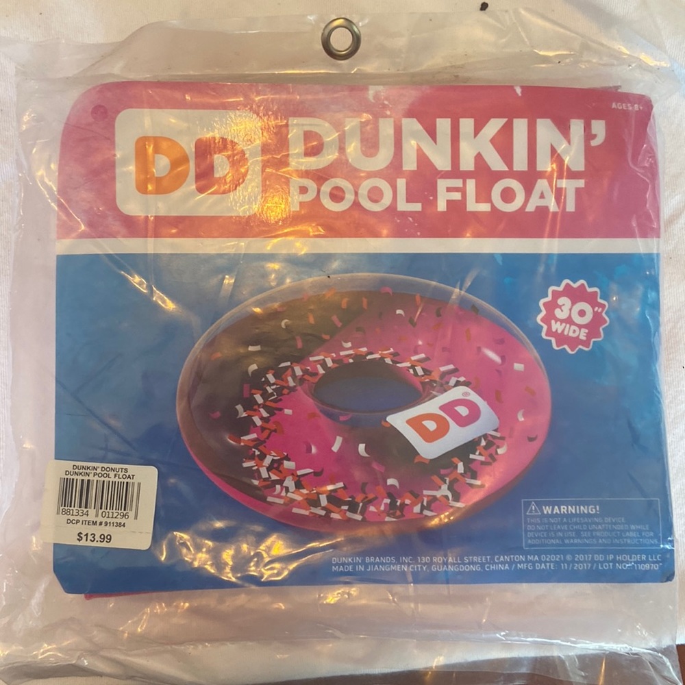 Dunkin’ Donuts pool float 30” wide brand new never opened
